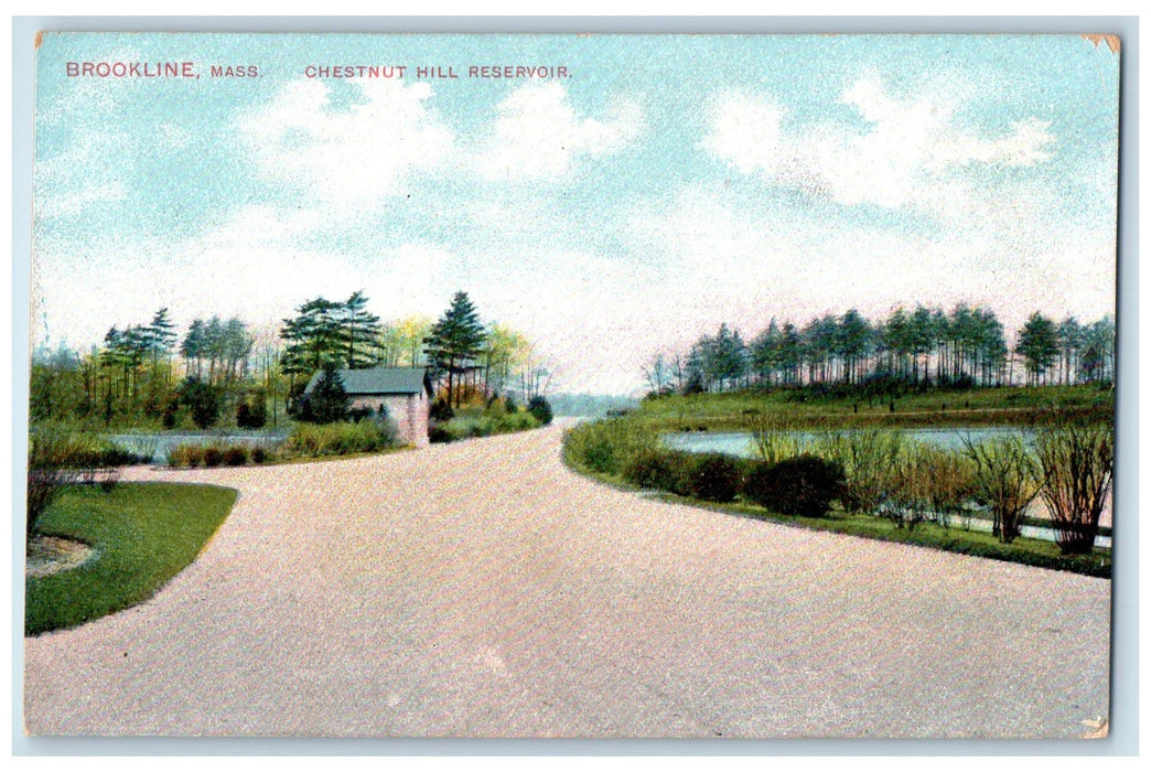 c1950's Chestnut Hill Reservoir Pond Brookline Massachusetts MA Posted Postcard