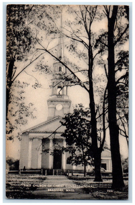 c1920's First Church Of Christ Congregational Bradford Massachusetts MA Postcard