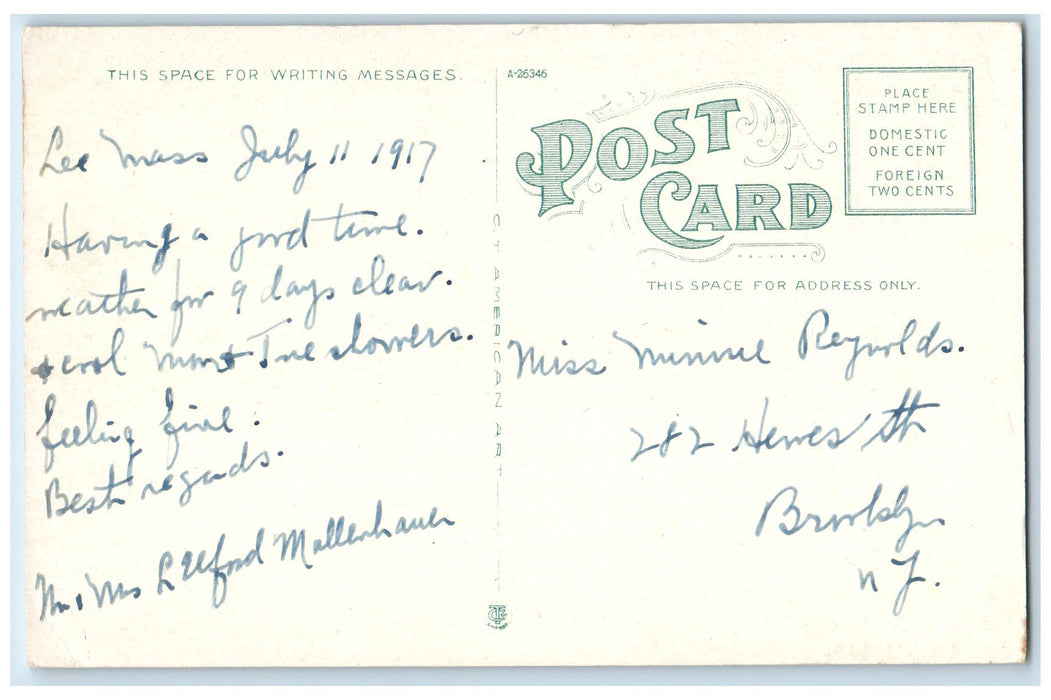 c1920 River Lake Dirt Road Grove Lee Massachusetts MA Unposted Vintage Postcard