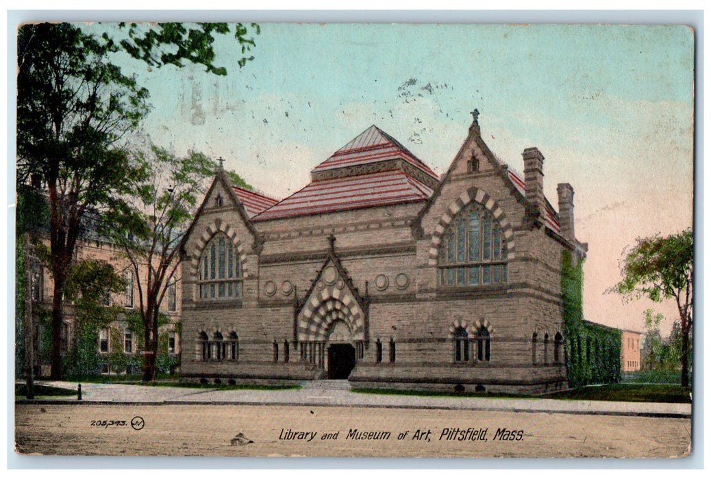 1911 Library Museum Of Art Building Pittsfield Massachusetts MA Posted Postcard