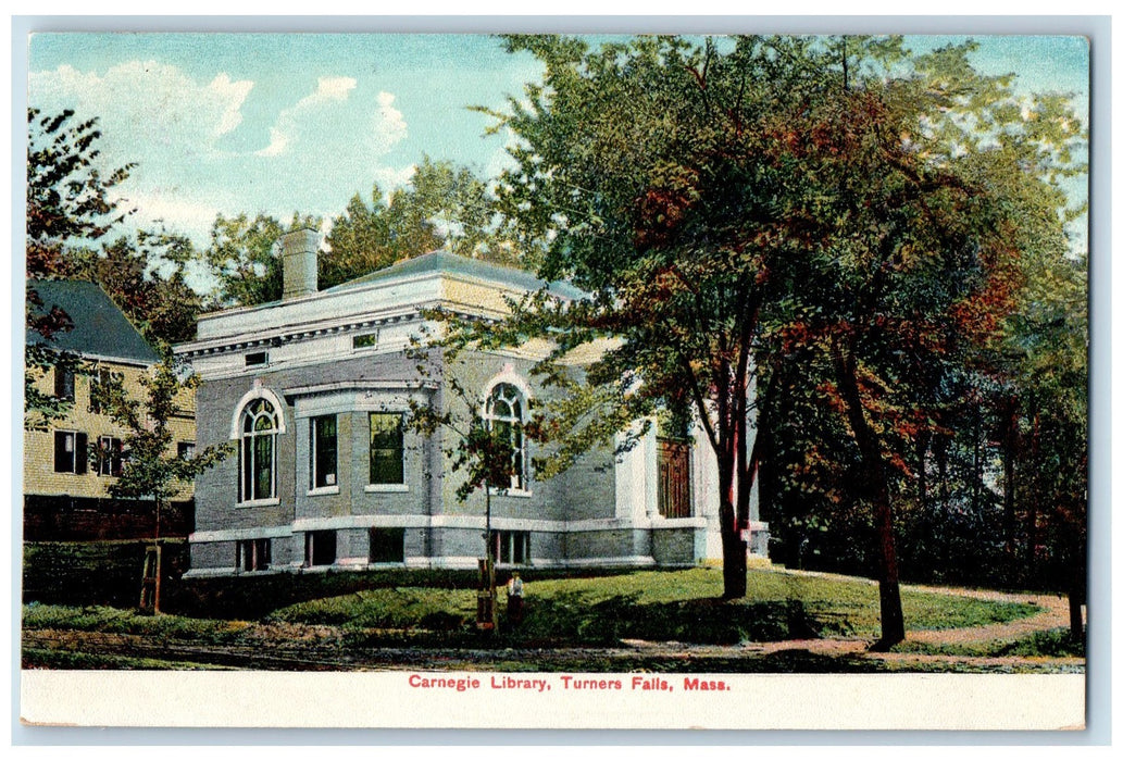 c1920 Carnegie Library Building Dirt Road Turners Fall Massachusetts MA Postcard