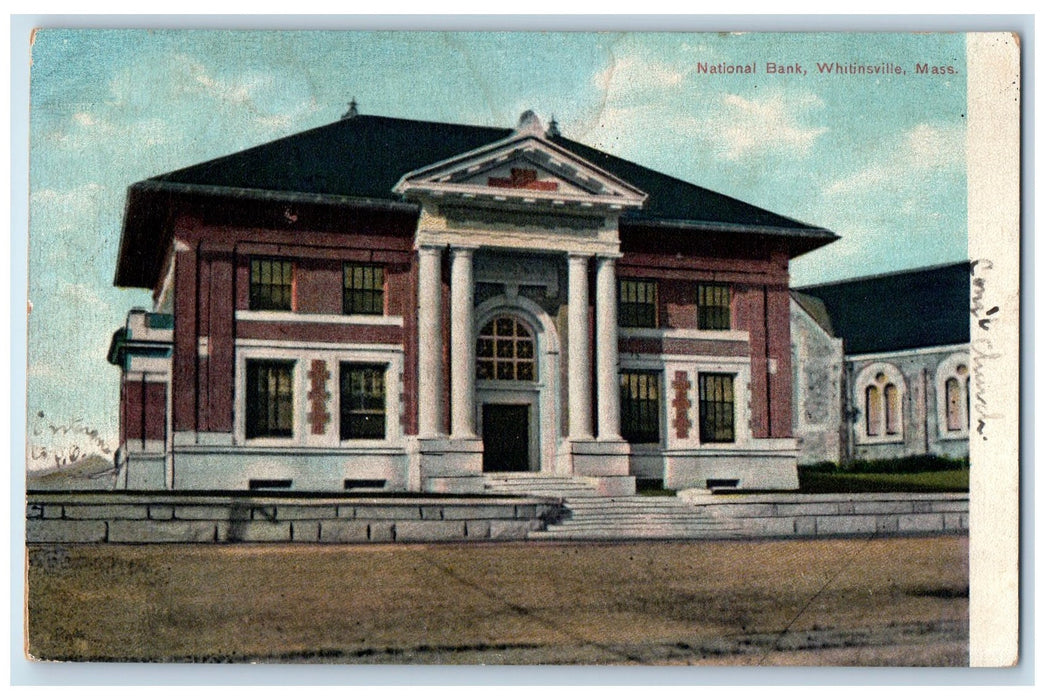 c1950's National Bank Building Entrance Whitinsville Massachusetts MA Postcard