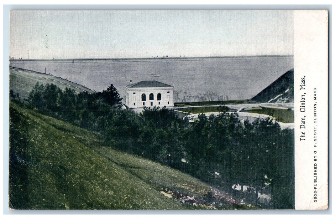 1910 The Dam Hills Grove Building Power Source Clinton Massachusetts MA Postcard