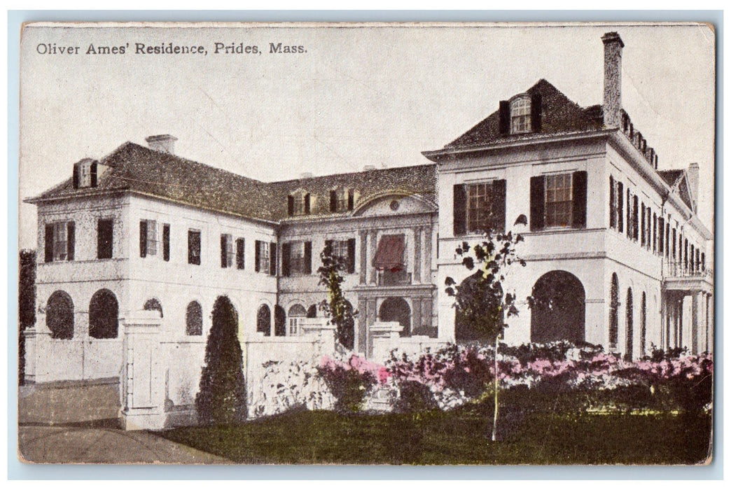 c1950's Oliver Ame's Residence Building Garden Prides Massachusetts MA Postcard