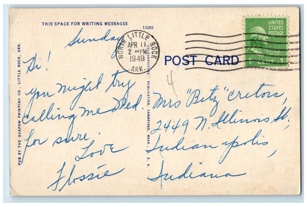 1949 Arkansas Territorial Restoration Meeting Place Little Rock AK Tree Postcard