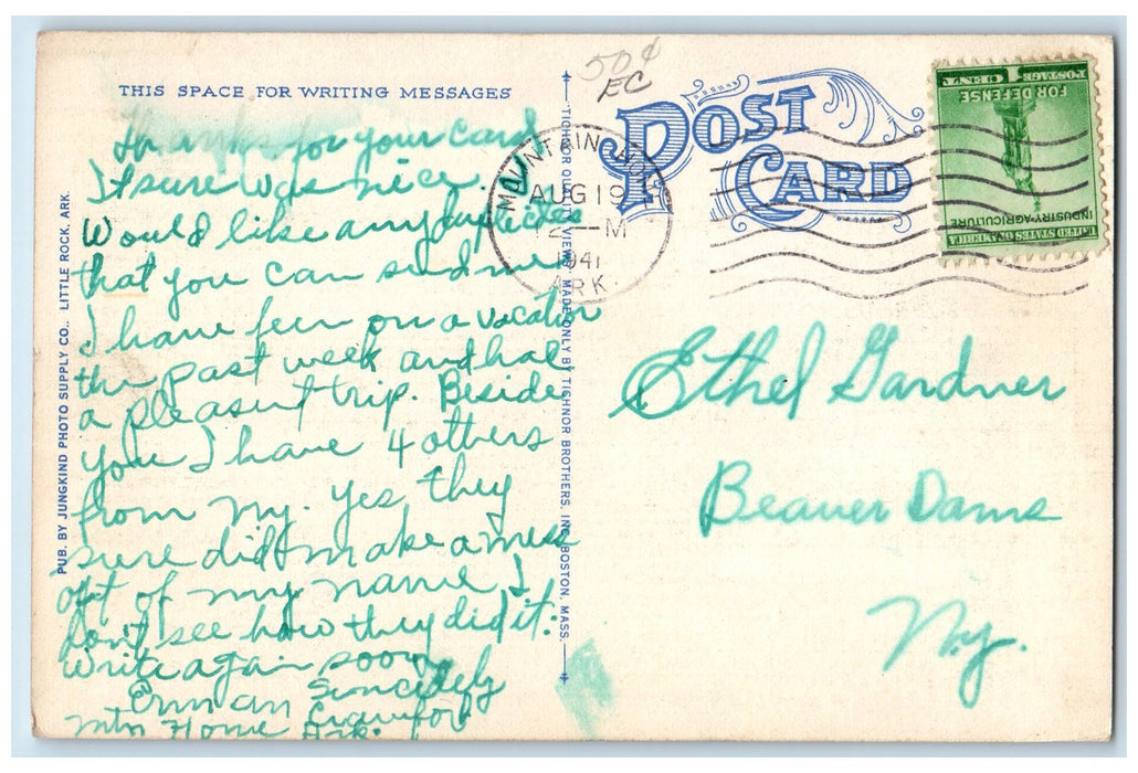 1941 Senior High School Little Rock Exterior Fayetteville Arkansas AK Postcard
