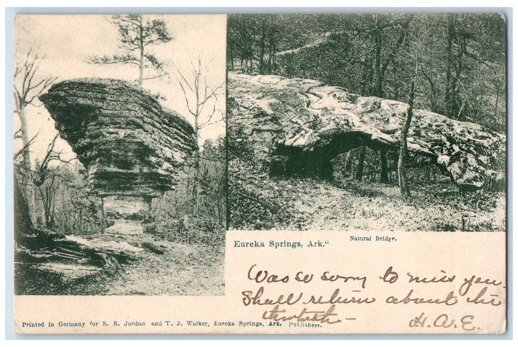 1906 Natural Bridge Rocks Eureka Springs Arkansas AK Posted Vintage Postcard