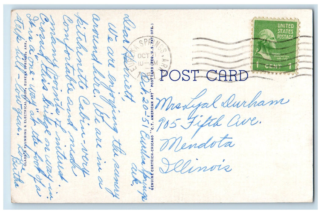 1951 White River Bridge On US Near Eureka Springs Arkansas AK Posted Postcard