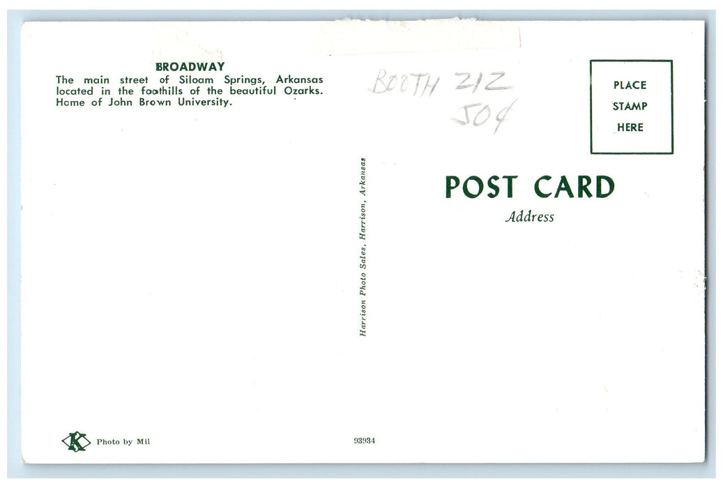 c1960s Broadway Home Of John Brown University Siloam Springs AK Cars Postcard