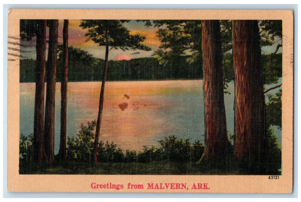 1946 Greetings From Malvern Sunset Scene Arkansas AK Posted Vintage Postcard