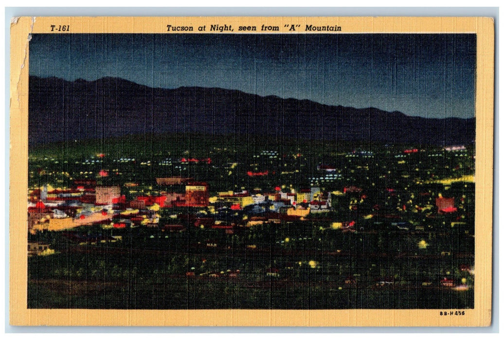 1950 Tucson At Night Seen From A Mountain Arizona AZ Posted Vintage Postcard