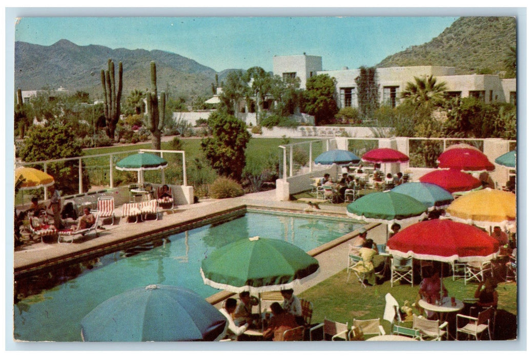 c1950s Luncheon At The Pool Big Umbrellas Phoenix Arizona AZ Unposted Postcard