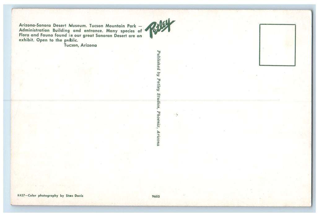 c1960s Arizona-Sonora Desert Museum Tucson Mountain Arizona AZ Unposted Postcard