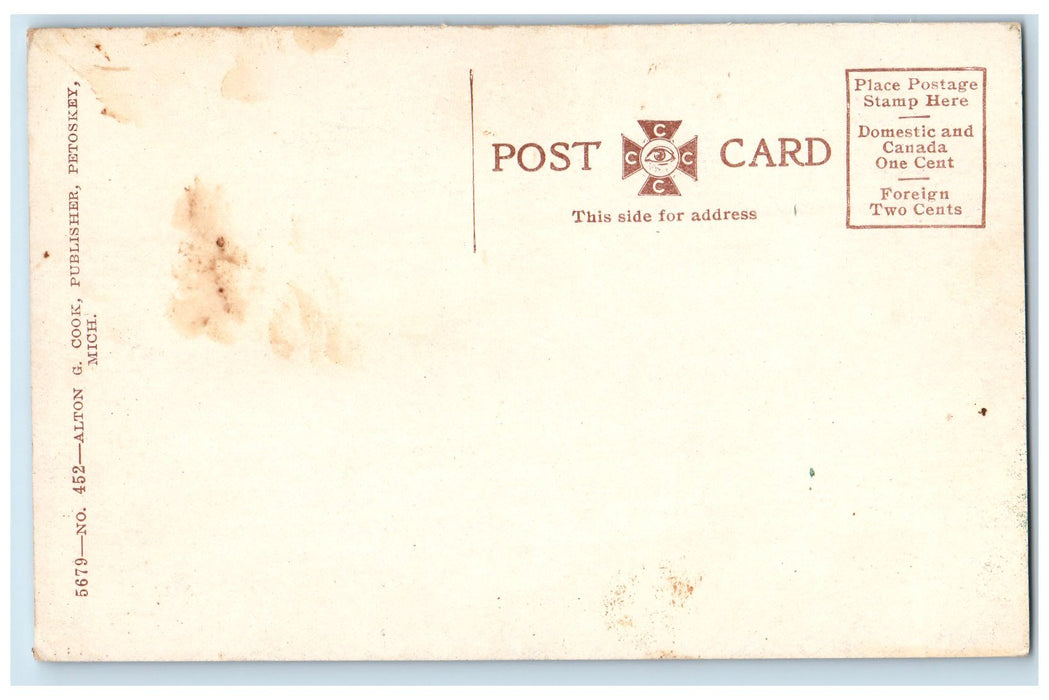 c1920's Lighthouse View Sunset Of Charlevoix Massachusetts MA Unposted Postcard