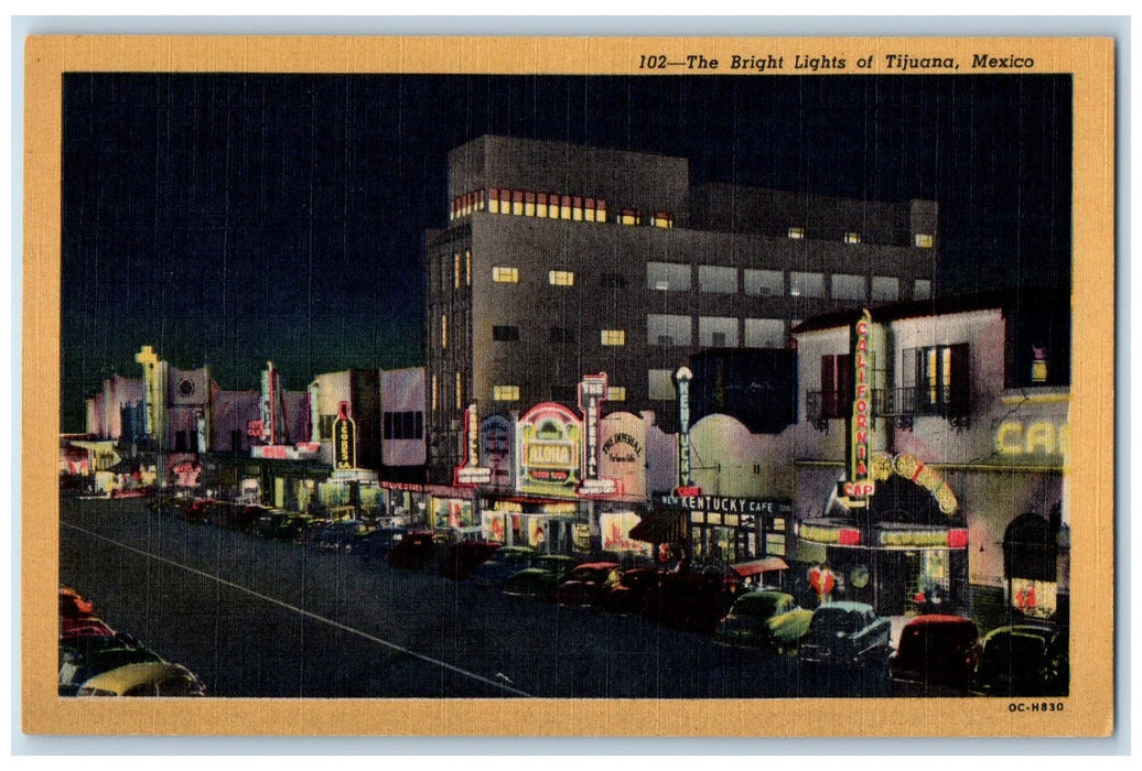 c1940s The Bright Lights Shops Scene Of Tijuana Mexico MX Unposted Postcard