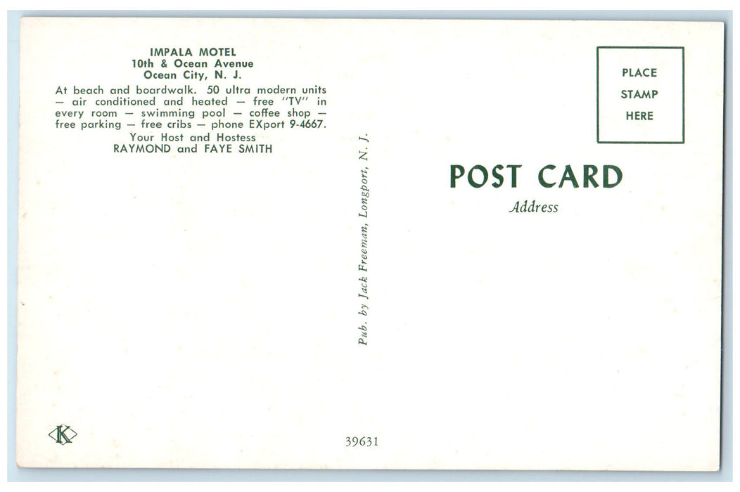 c1960s Impala Motel Interior Swimming Pool Scene Ocean City NJ Unposted Postcard