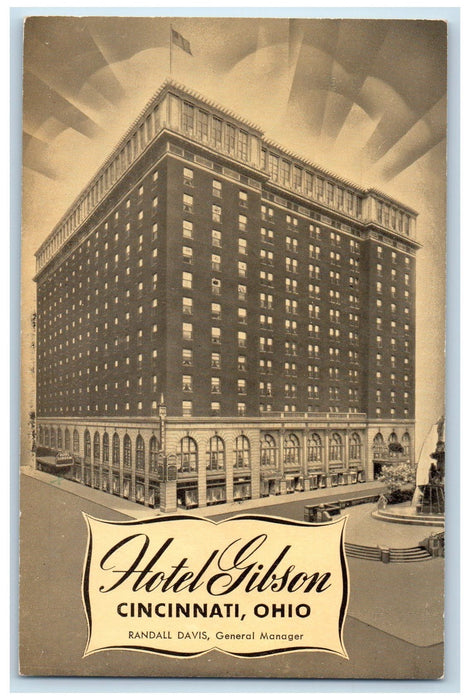 c1960s Hotel Gibson Exterior Roadside Scene Cincinnati Ohio OH Unposted Postcard