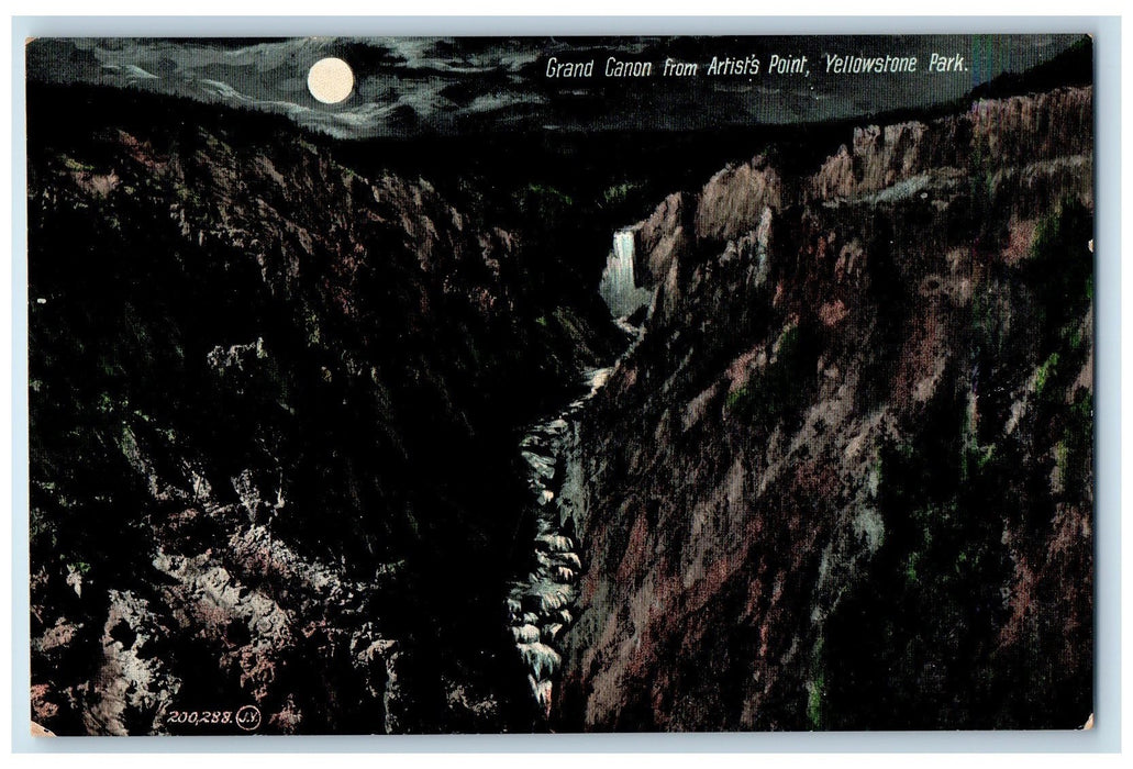 c1910s Grand Canon From Artist's Point Yellowstone Park Wyoming WY Moon Postcard