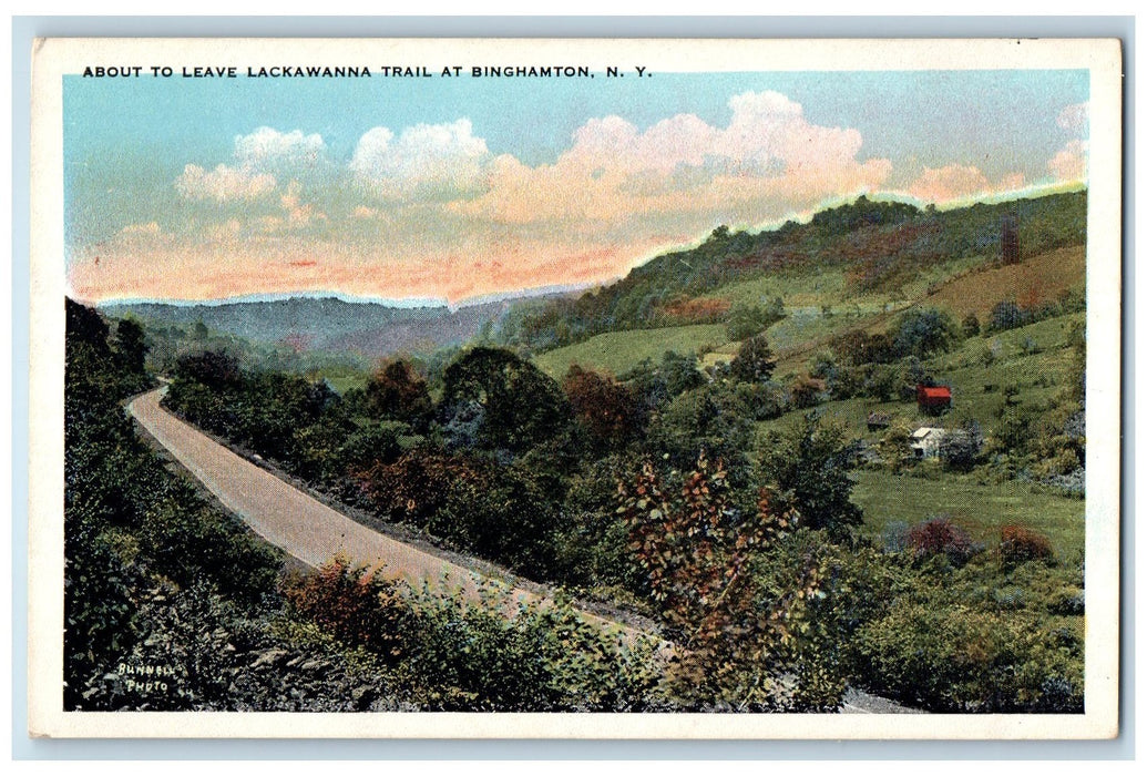 c1920s About To Leave Lackawanna Trail At Binghamton New York NY Trees Postcard