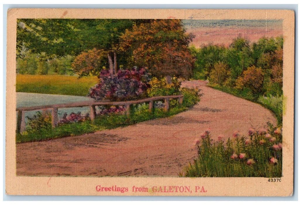 1944 Greetings From Galeton Flowers Tree Pennsylvania PA Posted Vintage Postcard