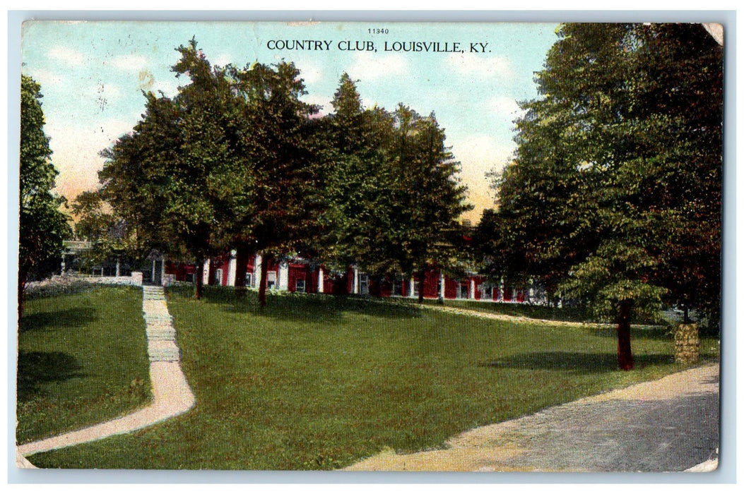 1914 Country Club Exterior Roadside Trees Scene Louisville Kentucky KY Postcard