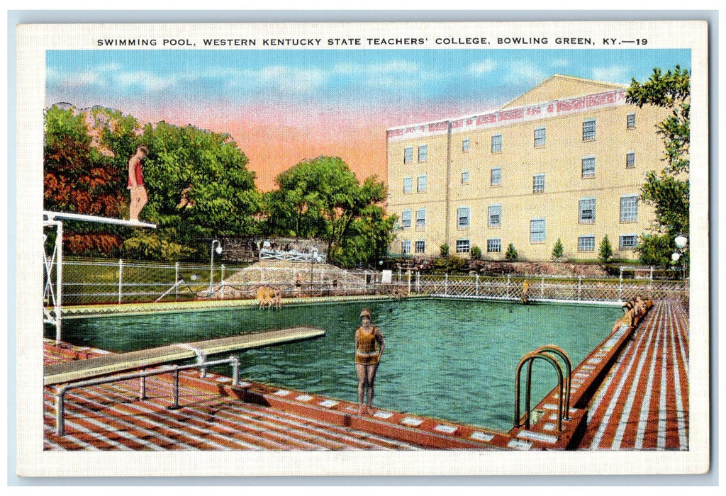 c1940s Pool Of Western Kentucky State Teachers College Bowling Green KY Postcard