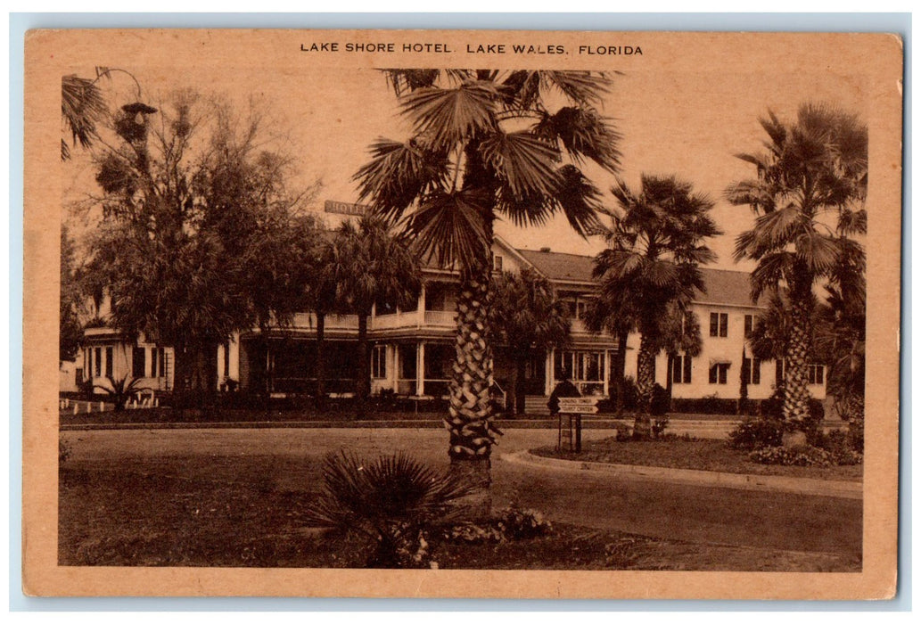 c1920's Lake Shore Hotel Restaurant Road Building Lake Wales Florida FL Postcard