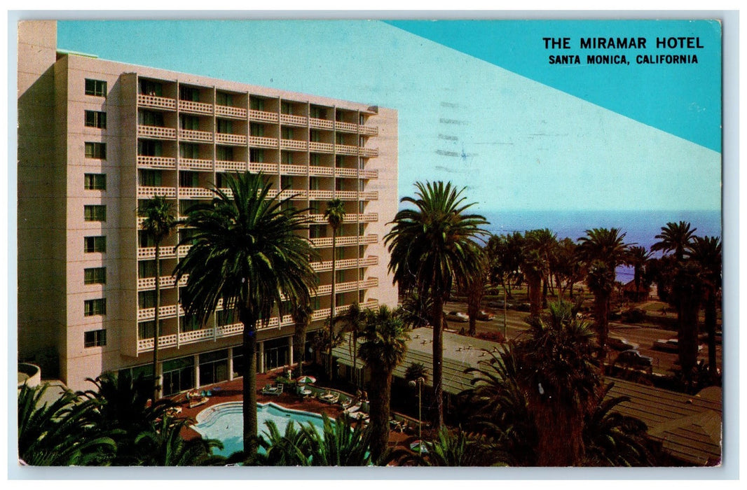1968 Miramar Hotel Restaurant Swimming Pool Building Santa Monica CA Postcard
