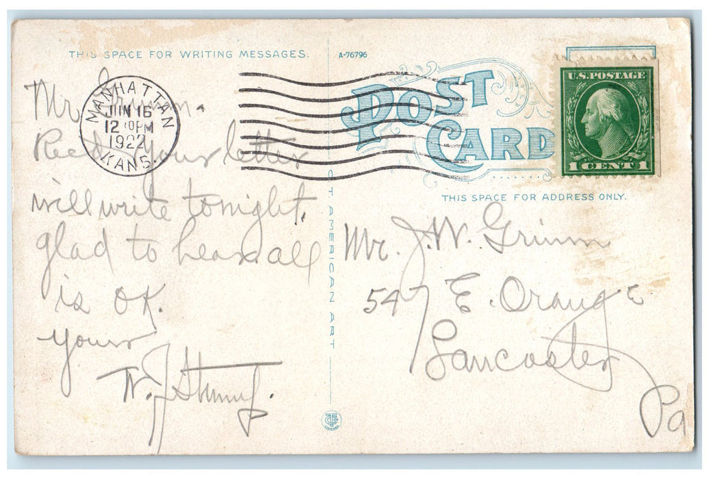 1922 Agricultural Building KSAC Entrance Stairs Manhattan Kansas KS Postcard