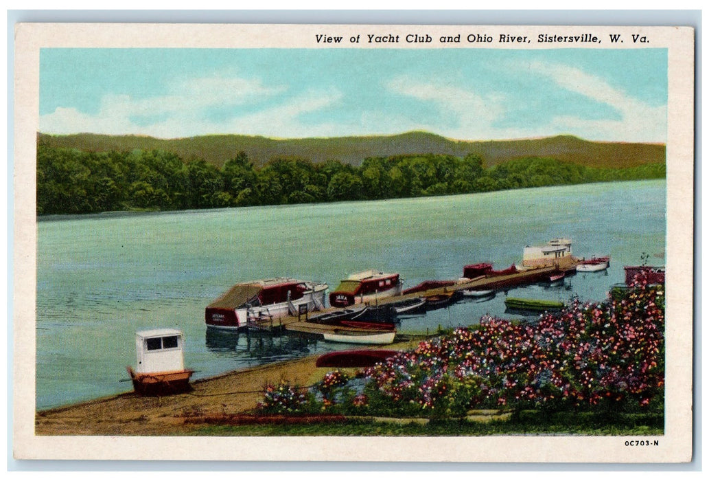 c1920's View Of Yacht Club And Ohio River Sisterville West Virginia WV Postcard