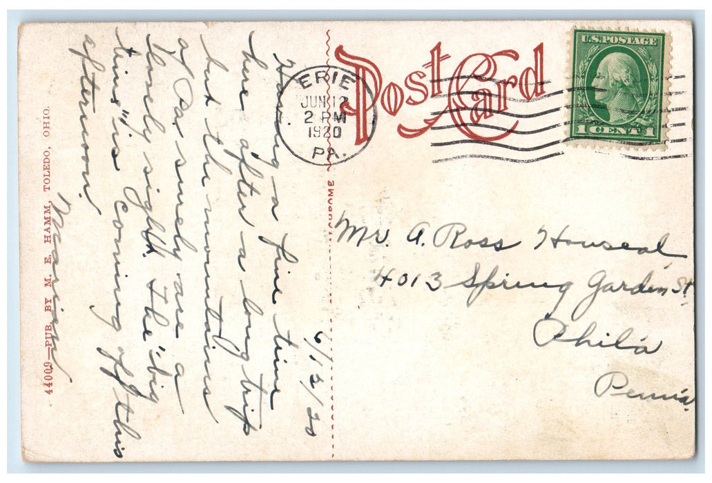 1920 Lagoon At Waldameer Park Tourists Boating Erie Pennsylvania PA Postcard