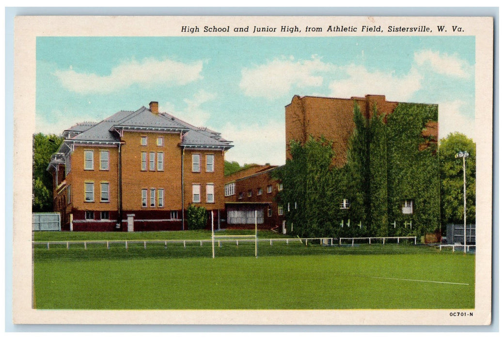 c1920's High School & Junior High Field Sistersville West Virginia WV Postcard