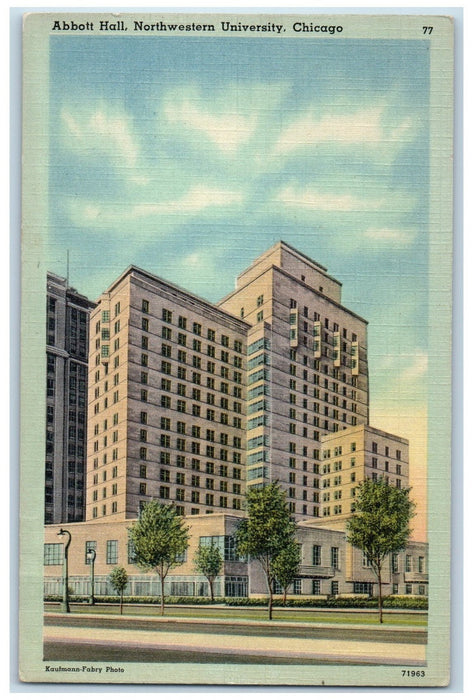 c1940's Abbot Hall Northwestern University Building Chicago Illinois IL Postcard