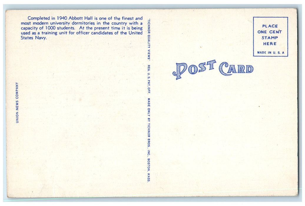 c1940's Abbot Hall Northwestern University Building Chicago Illinois IL Postcard