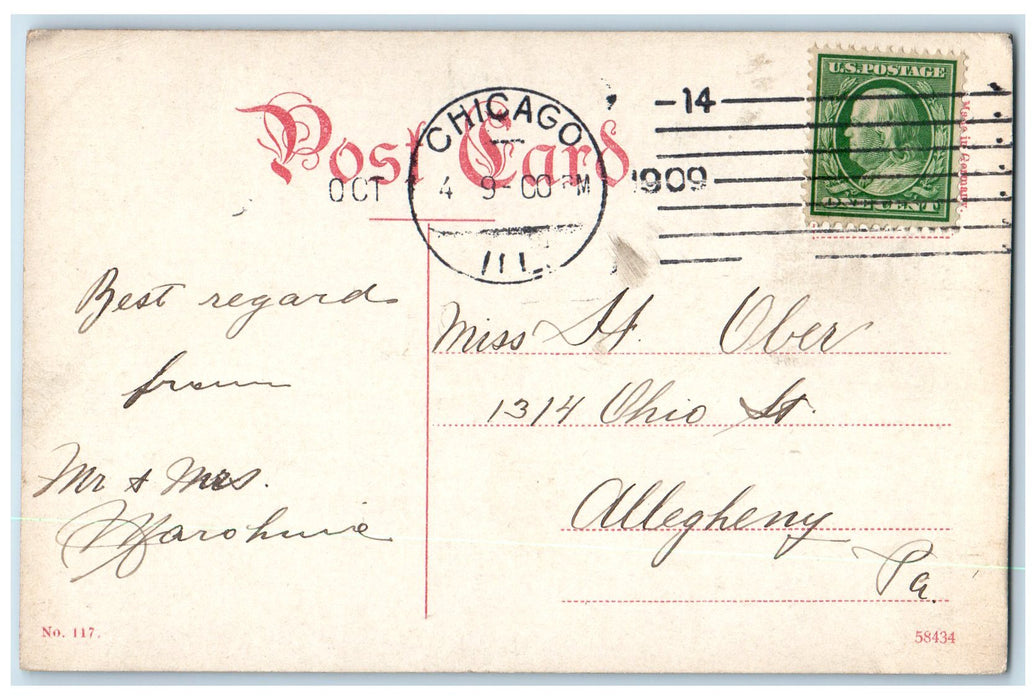 1909 Monument Tomb Stephen Douglas Douglas Square Chicago Illinois IL Postcard