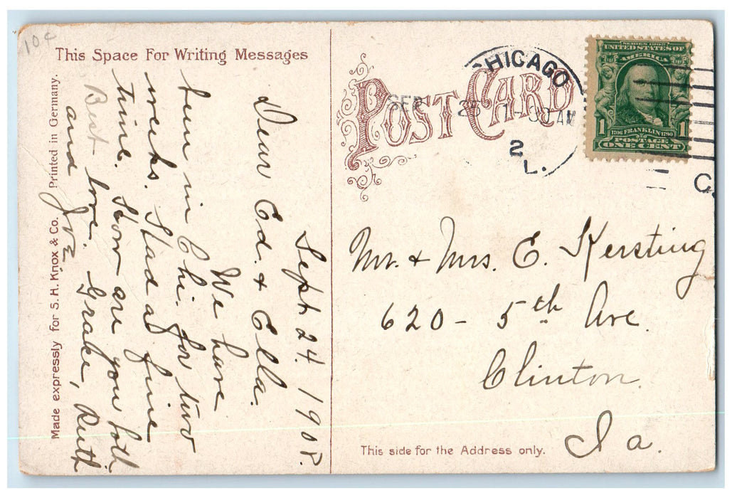 1908 Garfield Park Boat House Fountain Pond Stairs Chicago Illinois IL Postcard