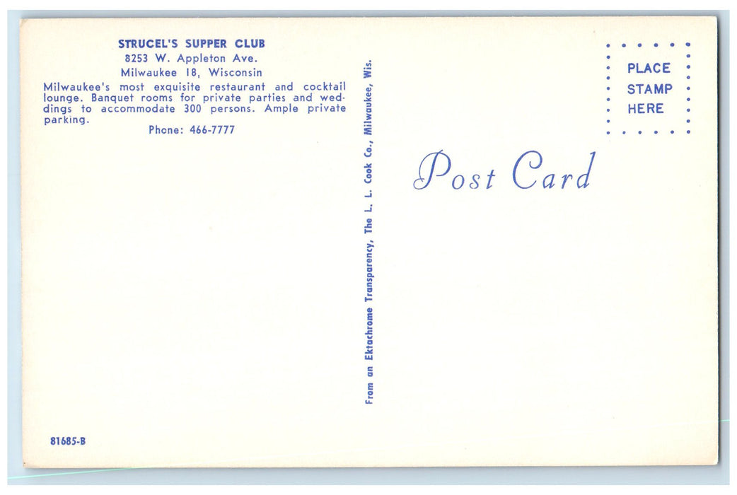 c1950's Strucel's Supper Club Restaurant Multiple View Milwaukee WI Postcard