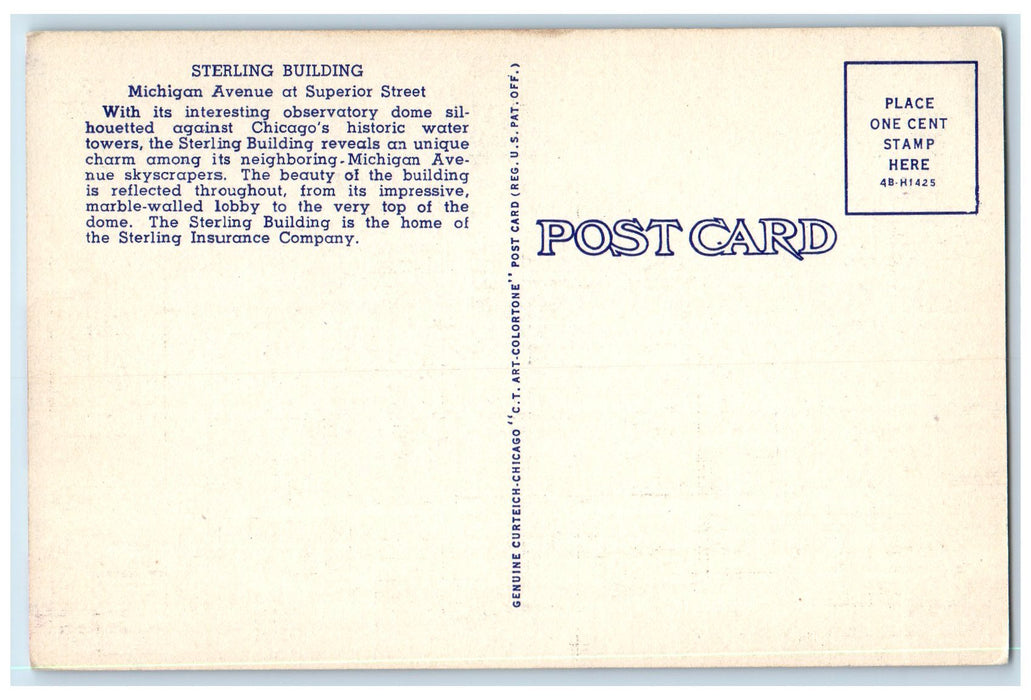 c1940 Sterling Building North Michigan Avenue Chicago Illinois IL Postcard
