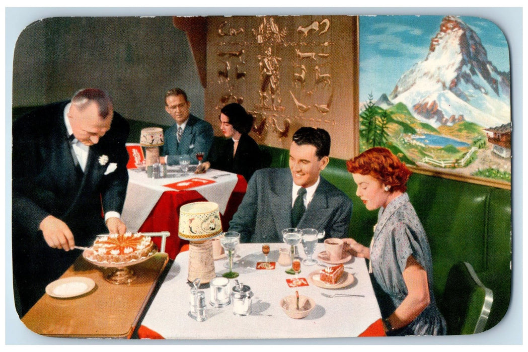 1949 Swiss Chalet Bismarck Hotel Restaurant Dining Chicago Illinois IL Postcard
