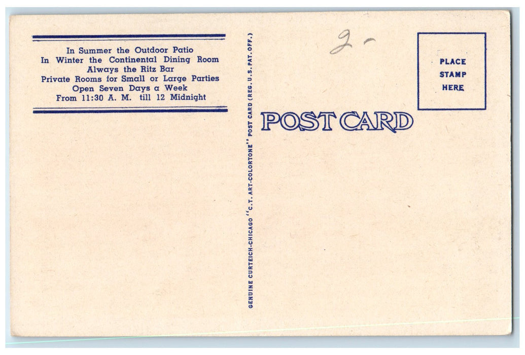 c1940 Open Summer Garden Jacques French Restaurant Chicago Illinois IL Postcard