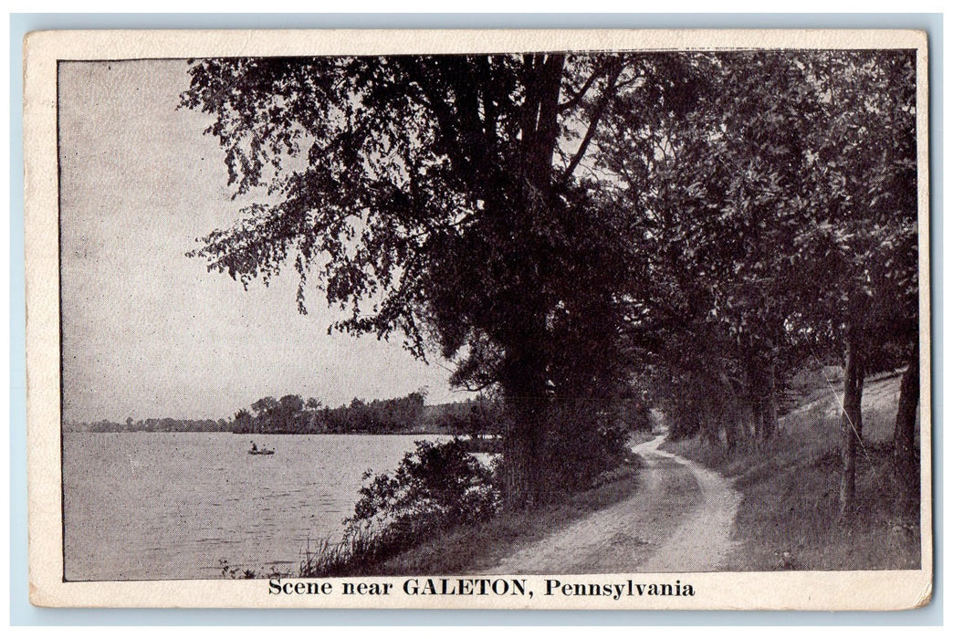 1927 Scene Dirt Road Lake River Boating Grove Galeton Pennsylvania PA Postcard
