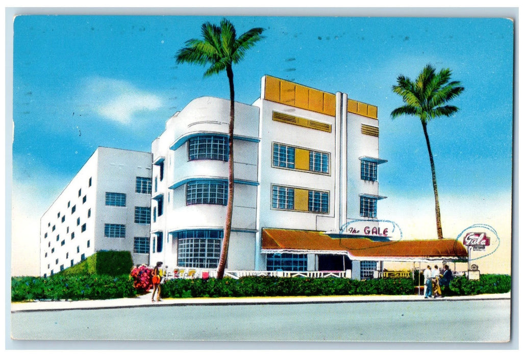 1953 The Gale Hotel Restaurant Building Entrance Miami Beach Florida FL Postcard