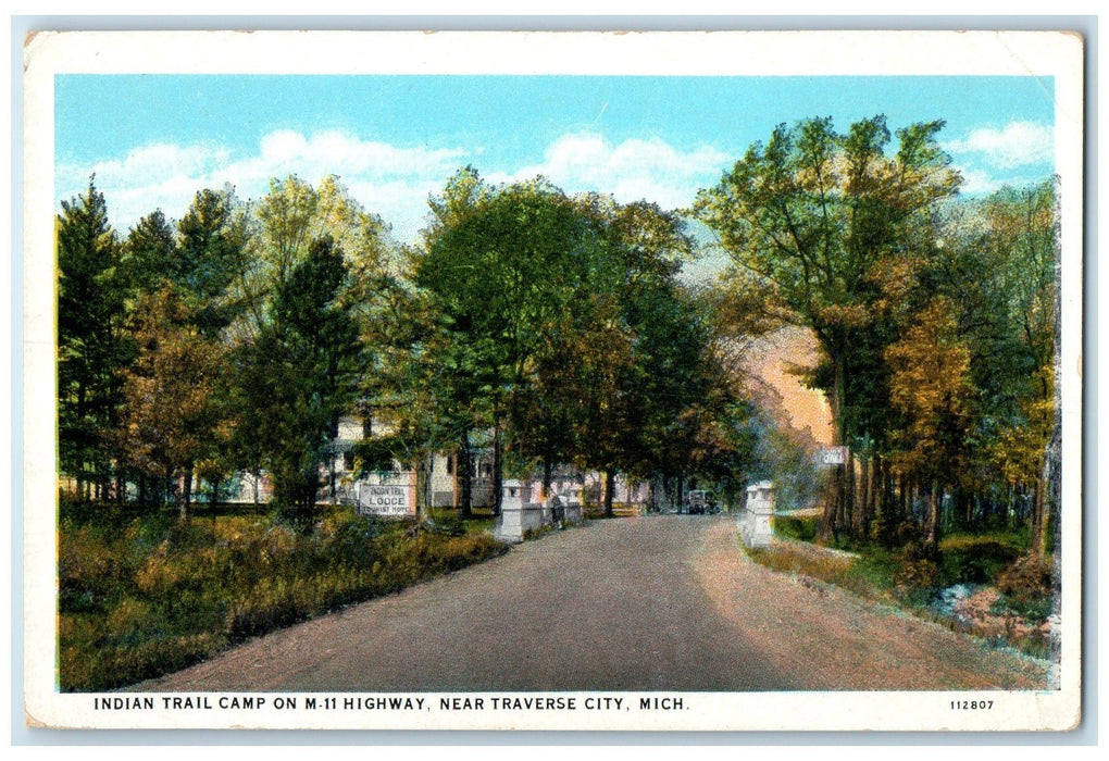 c1920's Indian Trail Camp On M11 Highway Traverse City Michigan MI Postcard
