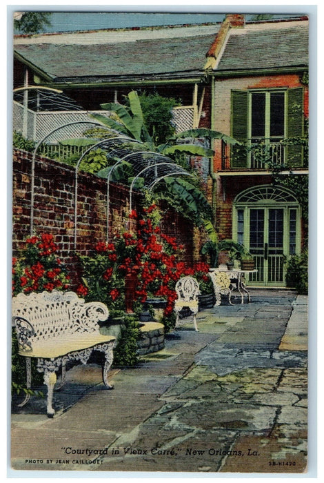 1948 Courtyard In Vieux Carre Frier Court View New Orleans Louisiana LA Postcard