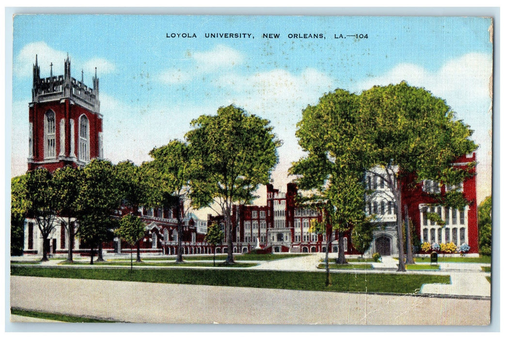 c1940's Loyola University Exterior Roadside New Orleans Louisiana LA Postcard