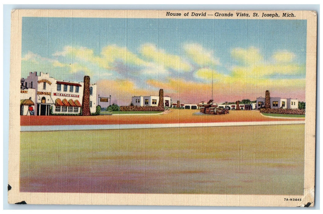 c1940's House Of David Grande Vista Restaurant St. Joseph Michigan MI Postcard