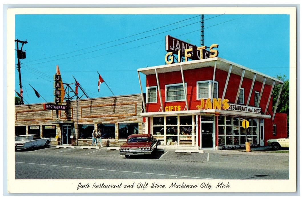 c1960s Jan's Restaurant And House Of Gifts Mackinaw City Michigan MI Postcard