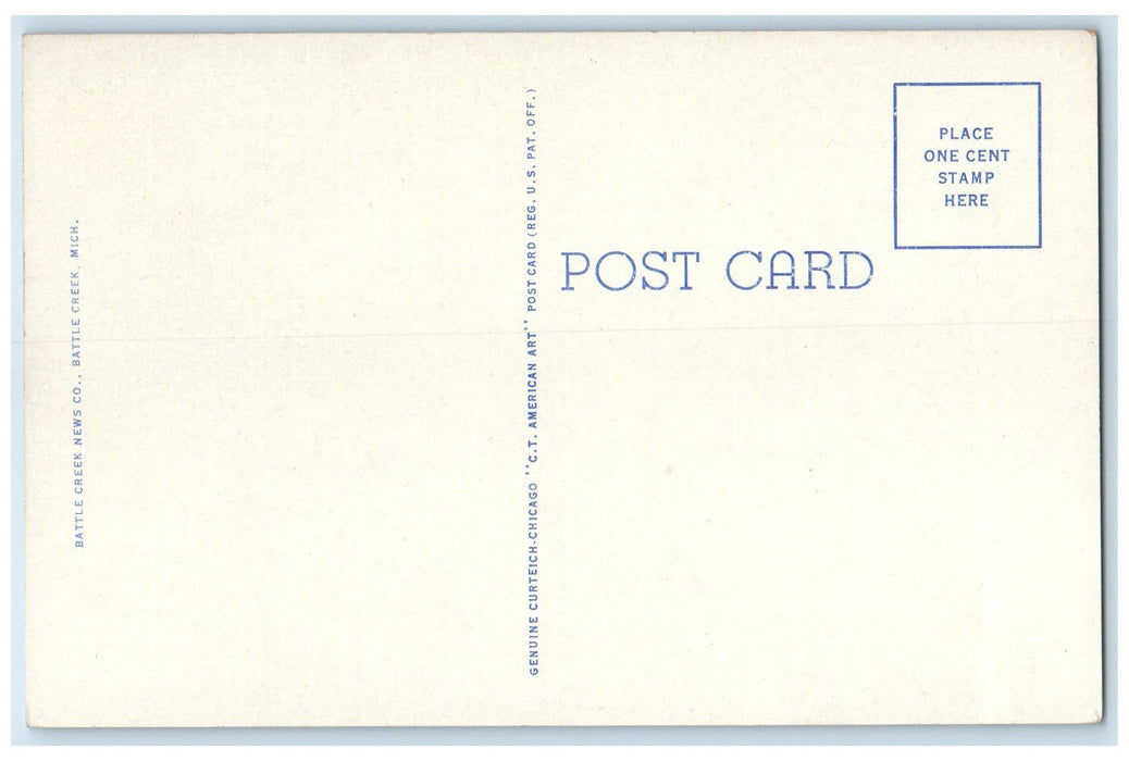 c1940's Central High School campus Building Pathways Battle Creek MI Postcard