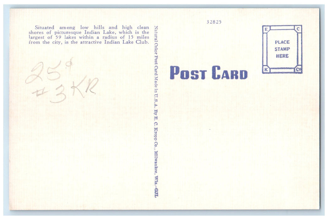 c1960s Indian Lake Club Scene Near Niles Michigan MI Unposted Vintage Postcard