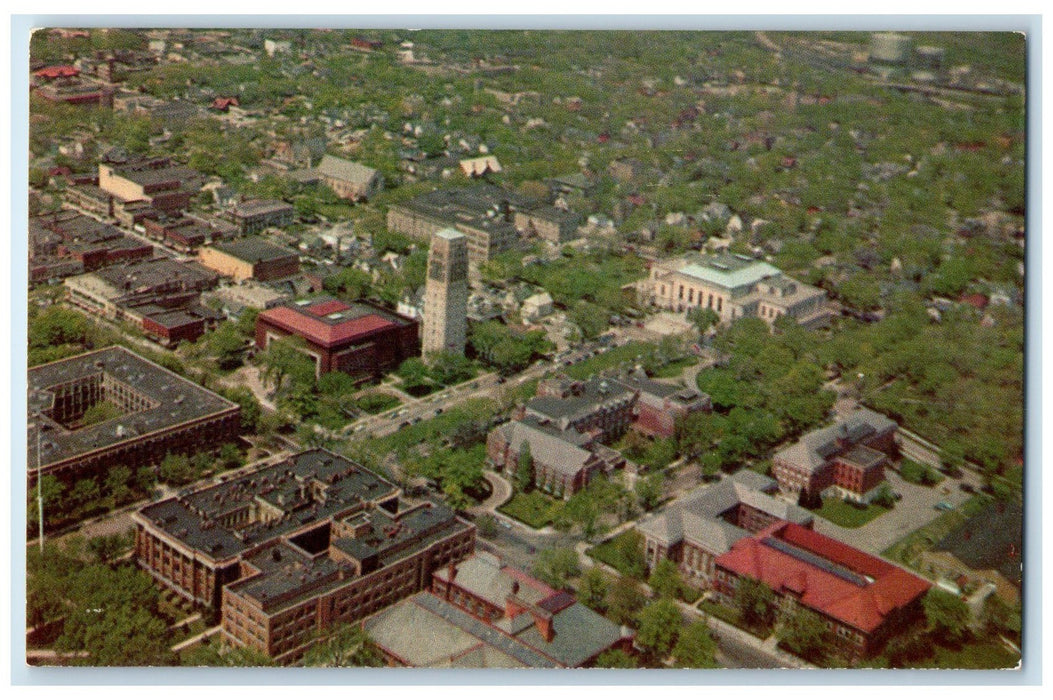 c1950 Aerial View Of Mall University Of Michigan Ann Arbor Michigan MI Postcard